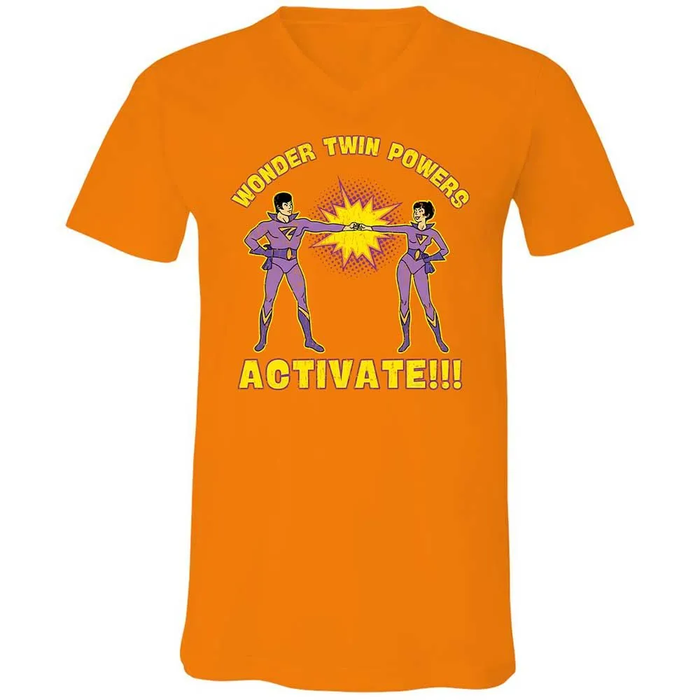 Unisex V-Neck T-Shirt - UQPFUBGY - Orange - 12