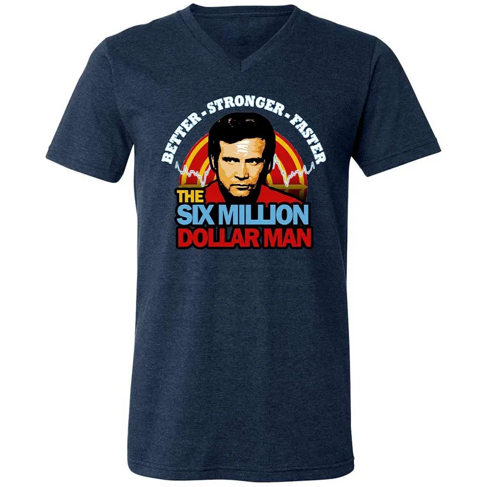 Unisex V-Neck T-Shirt - QSMJH3KN - Heather Navy - 3