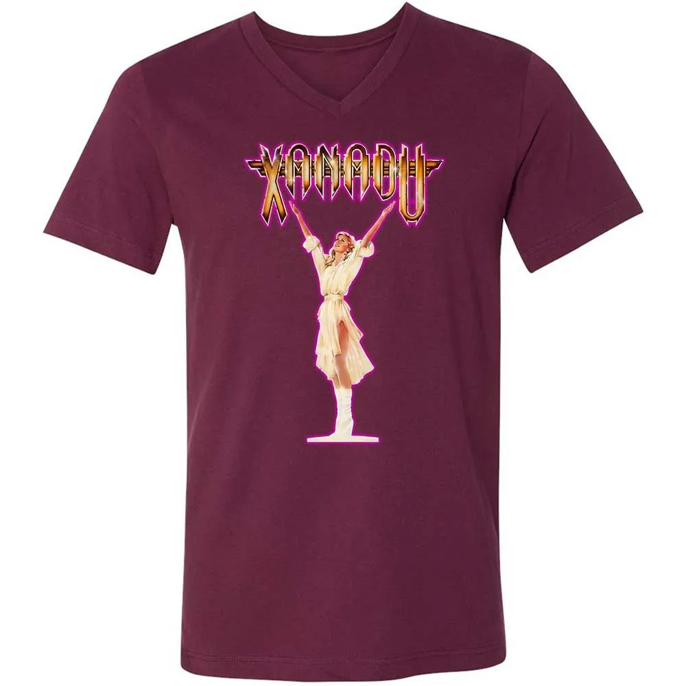 Unisex V-Neck T-Shirt - XQYXHDZV - Maroon - 8