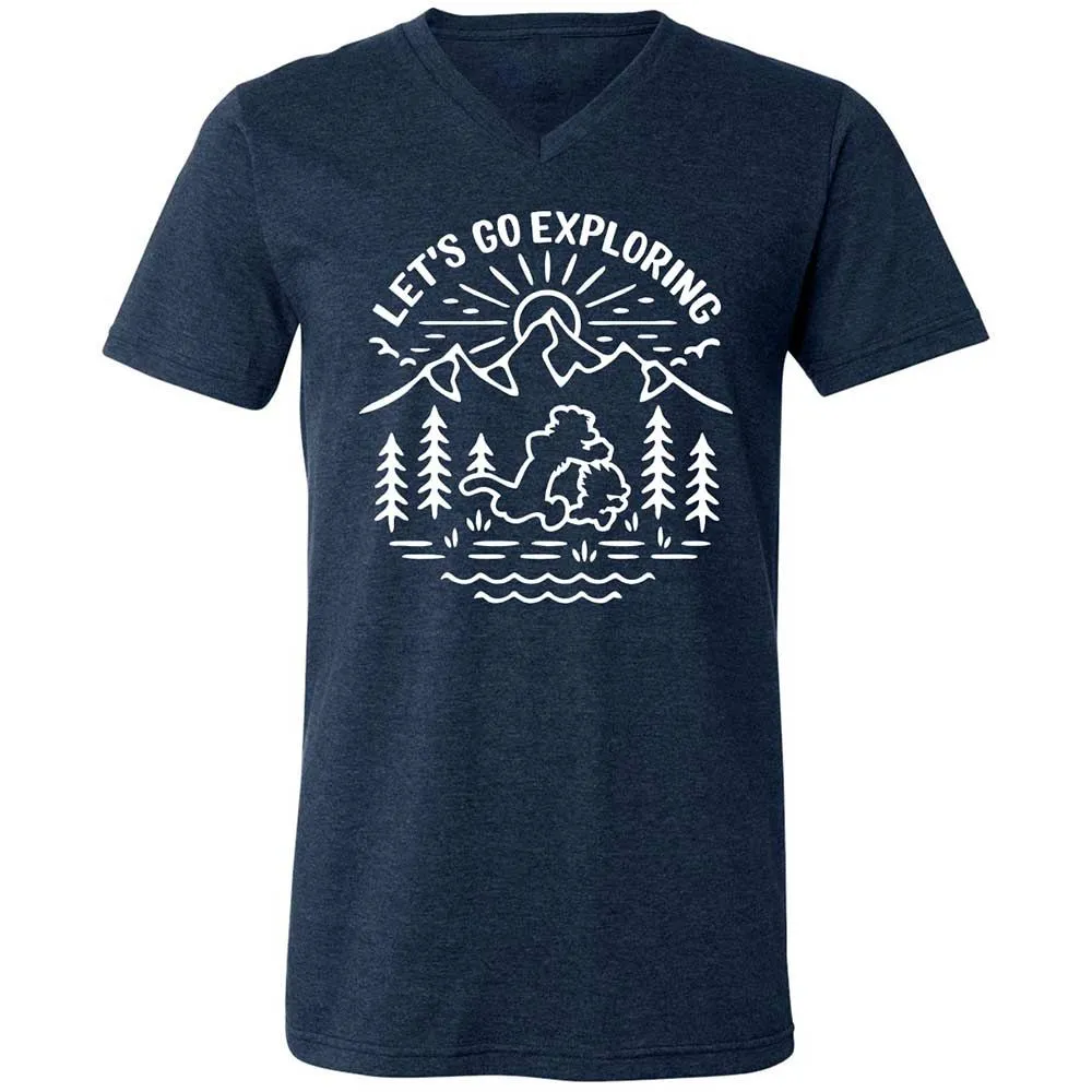 Unisex V-Neck T-Shirt - GEE99RSA - Heather Navy - 3