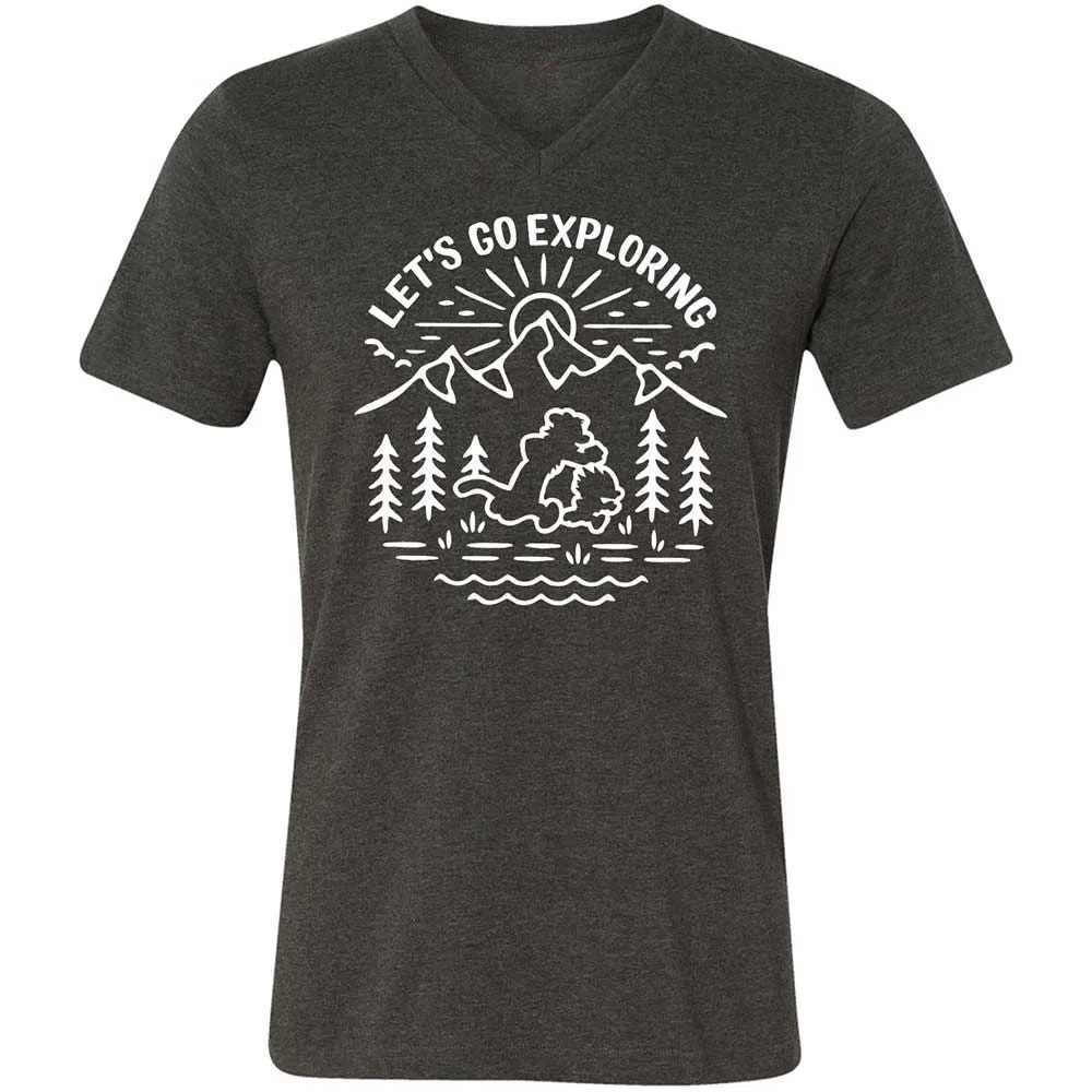 Unisex V-Neck T-Shirt - GEE99RSA - Dark Grey Heather - 9