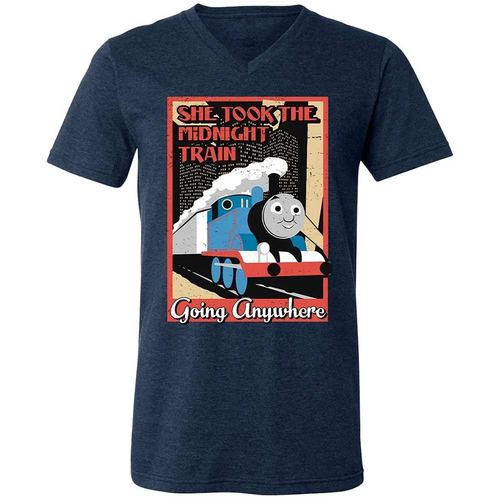 Unisex V-Neck T-Shirt - 4FNZSVWU - Heather Navy - 3