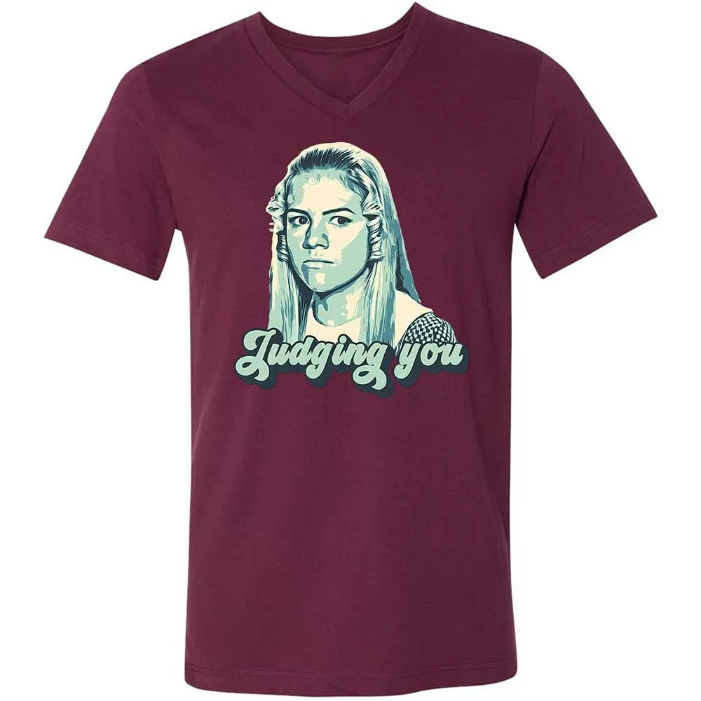 Unisex V-Neck T-Shirt - AMK3EHDQ - Maroon - 14