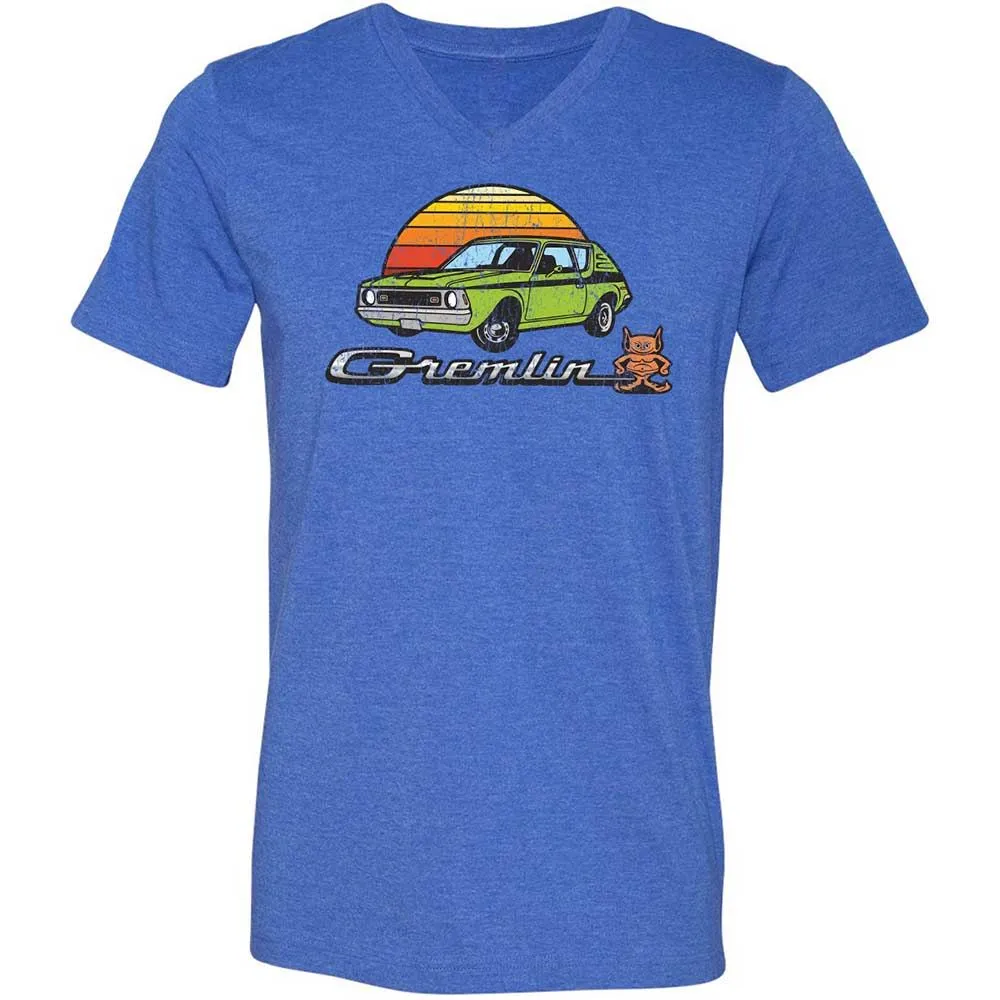 Unisex V-Neck T-Shirt - 1CVLH8DY - Heather True Royal - 4