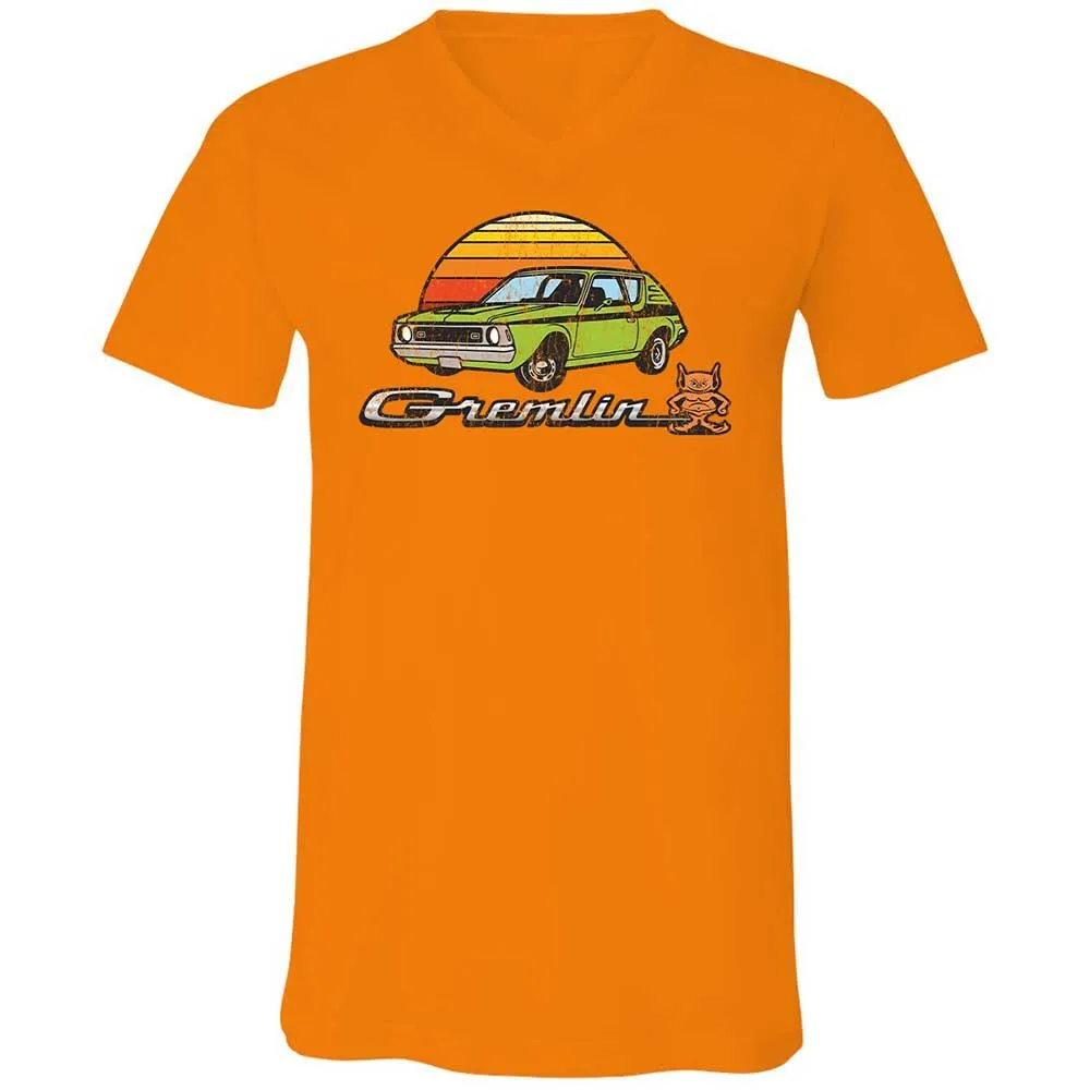 Unisex V-Neck T-Shirt - 1CVLH8DY - Orange - 7