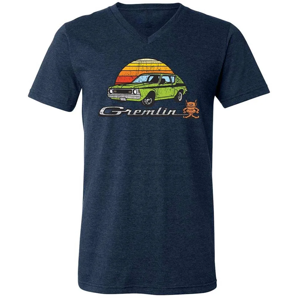 Unisex V-Neck T-Shirt - 1CVLH8DY - Heather Navy - 13