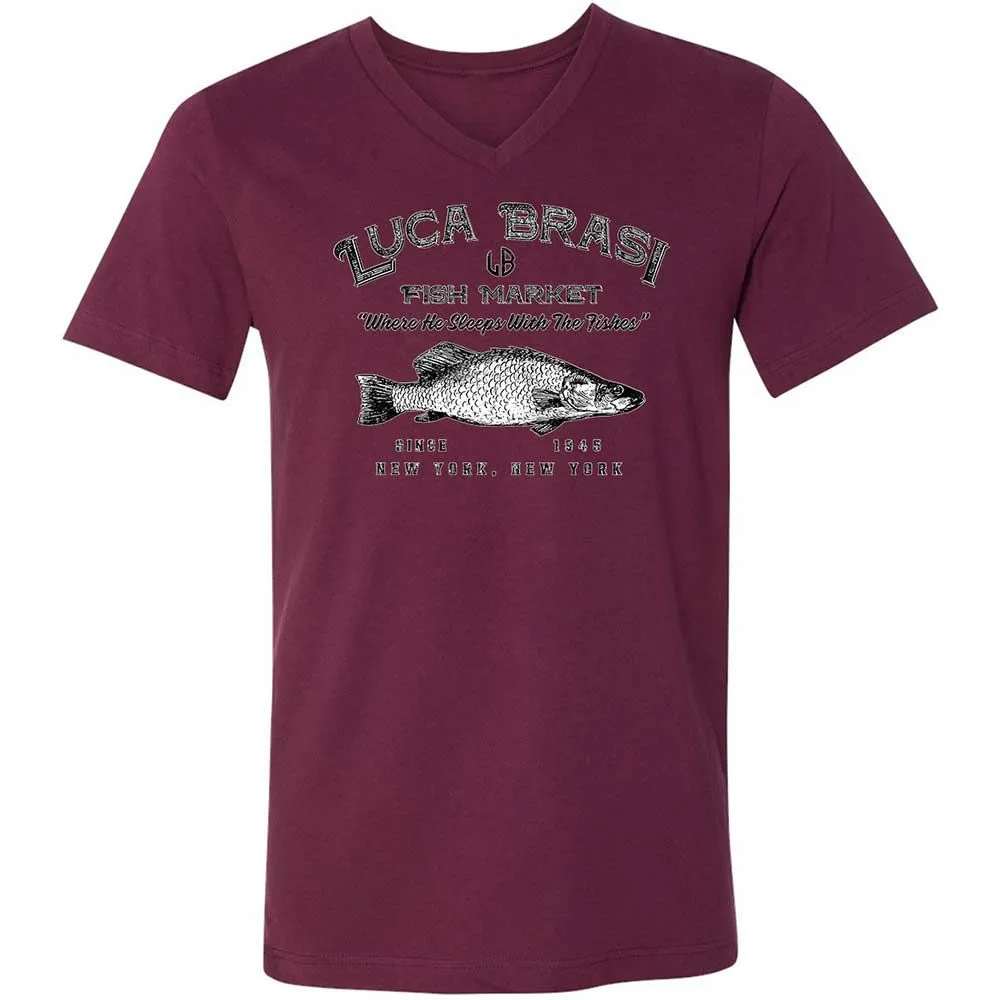 Unisex V-Neck T-Shirt - BWE1PJFW - Maroon - 14