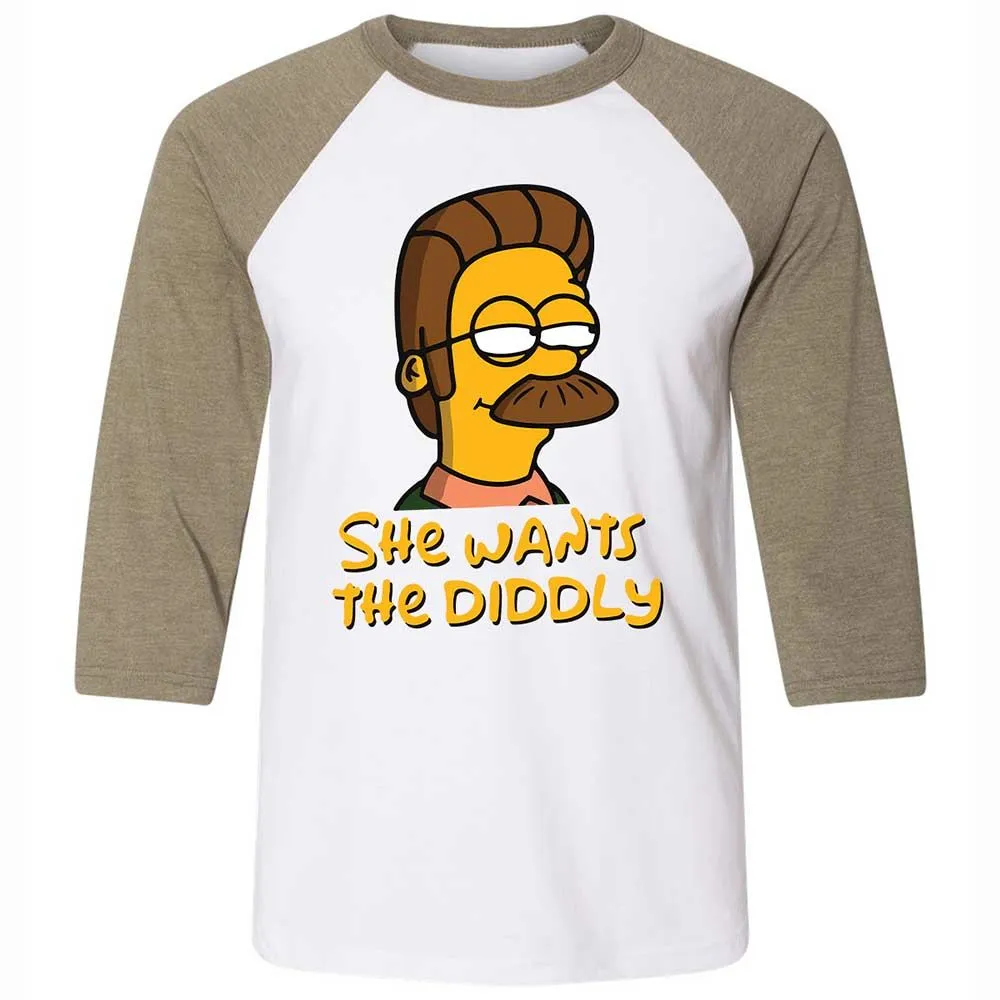 She Wants The Diddly - White/Heather Olive - 4