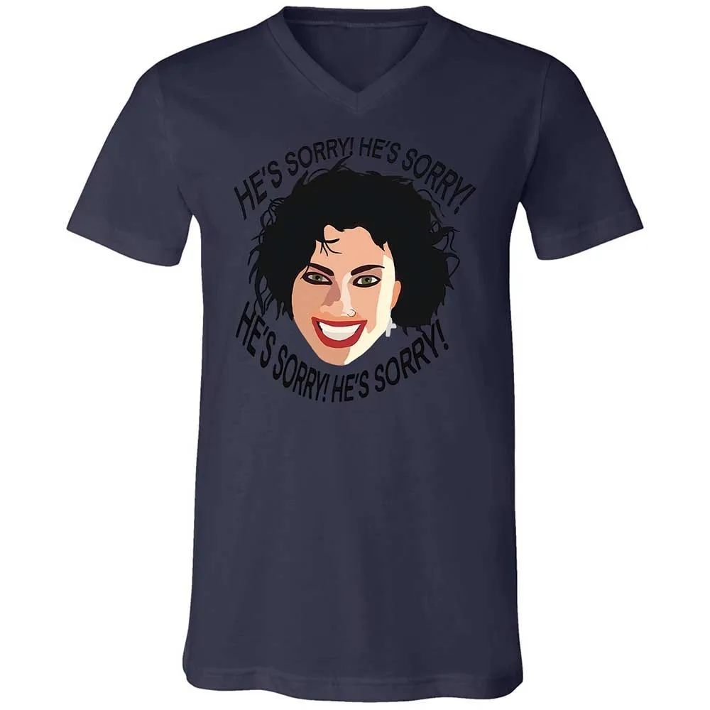 Unisex V-Neck T-Shirt - YQPNK5FU - Navy - 12
