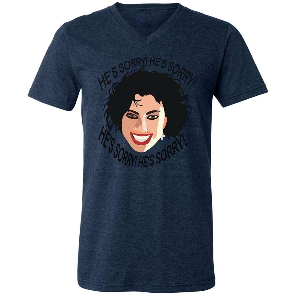 Unisex V-Neck T-Shirt - YQPNK5FU - Heather Navy - 13
