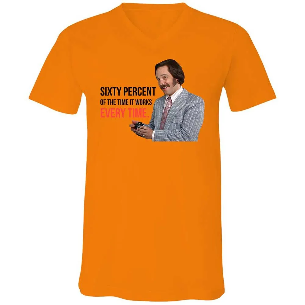 Unisex V-Neck T-Shirt - A7YVUSJG - Orange - 7