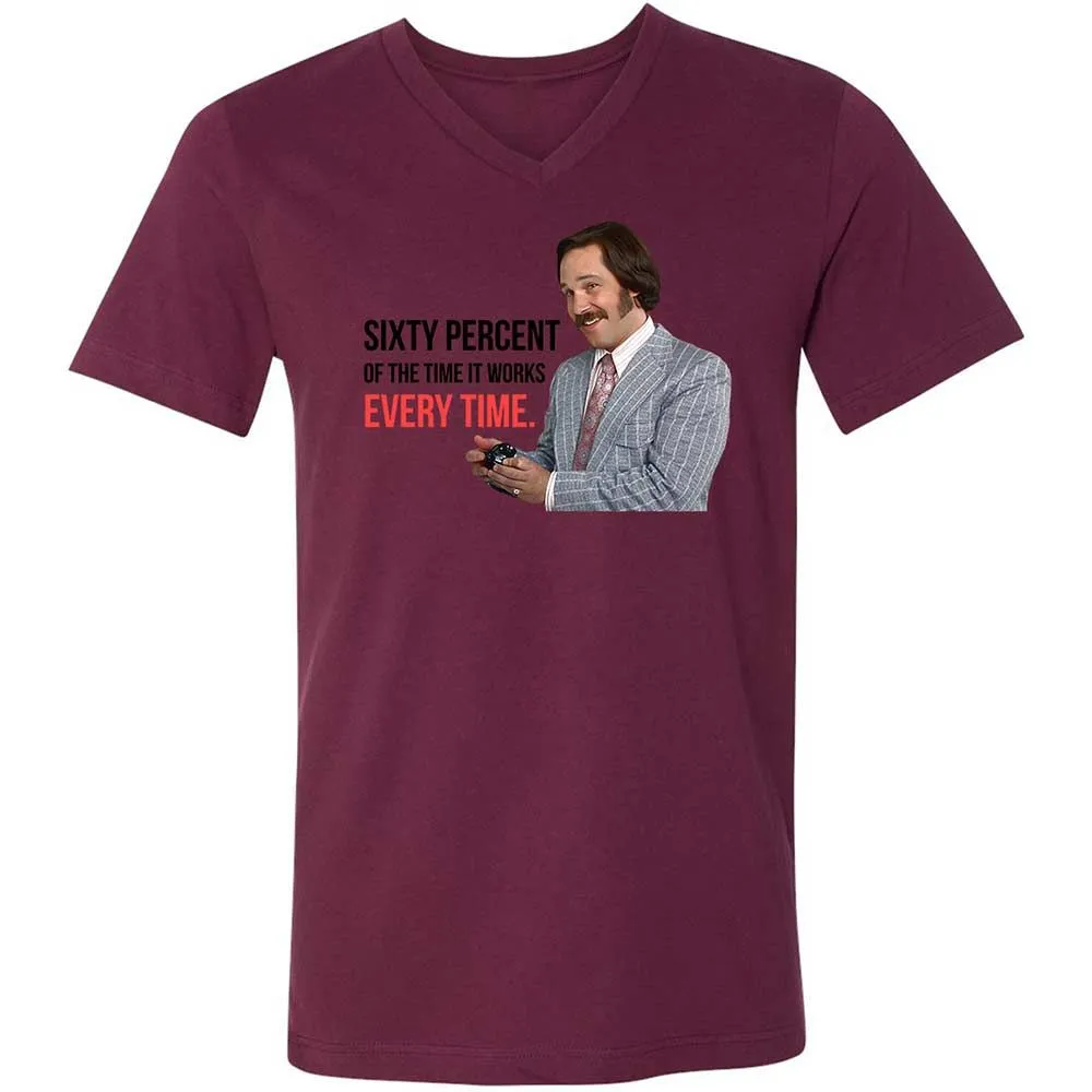 Unisex V-Neck T-Shirt - A7YVUSJG - Maroon - 14