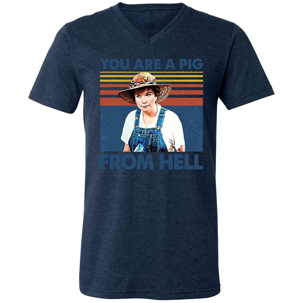 Unisex V-Neck T-Shirt - CZX9BV5W - Heather Navy - 13