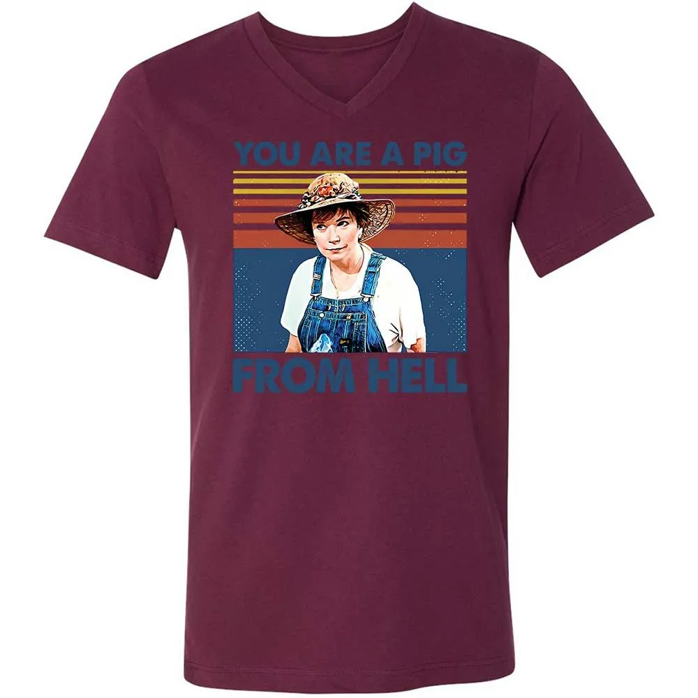 Unisex V-Neck T-Shirt - CZX9BV5W - Maroon - 14