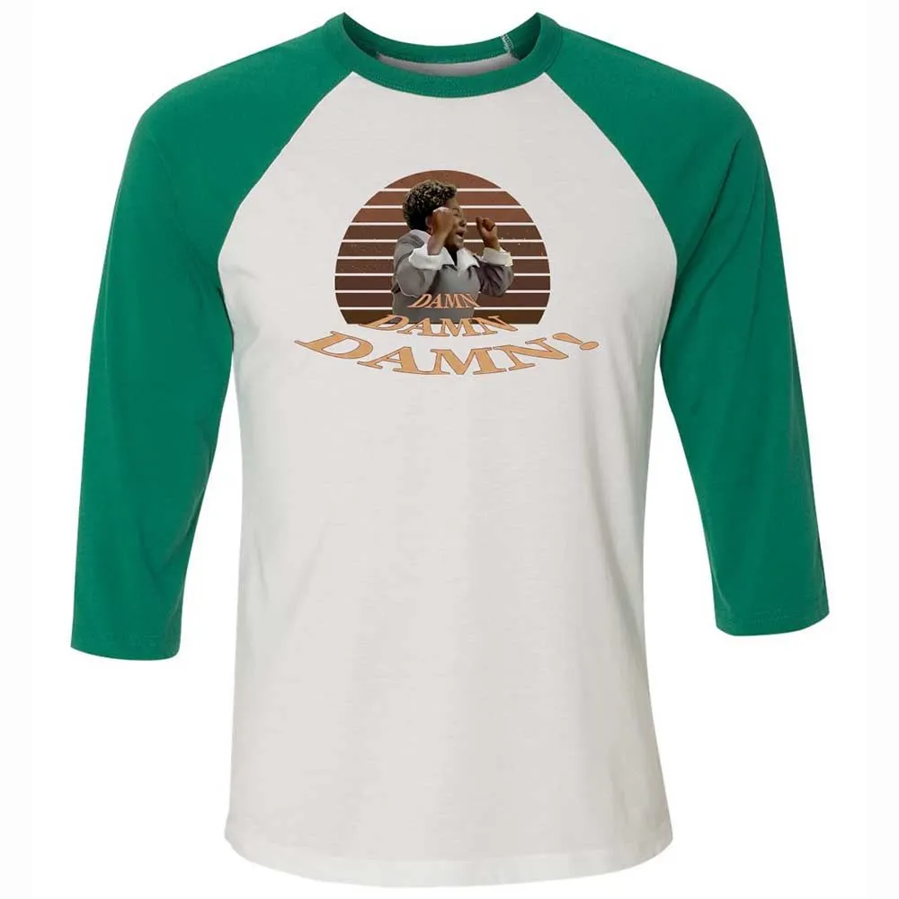 Unisex 3/4 Baseball Tee - FUR3SLY1 - White/Kelly - 6