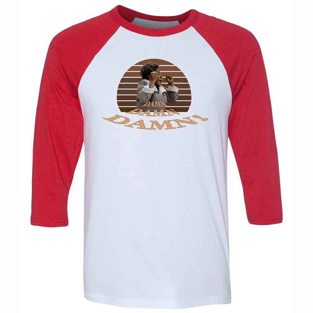 Unisex 3/4 Baseball Tee - FUR3SLY1 - White/Red - 9