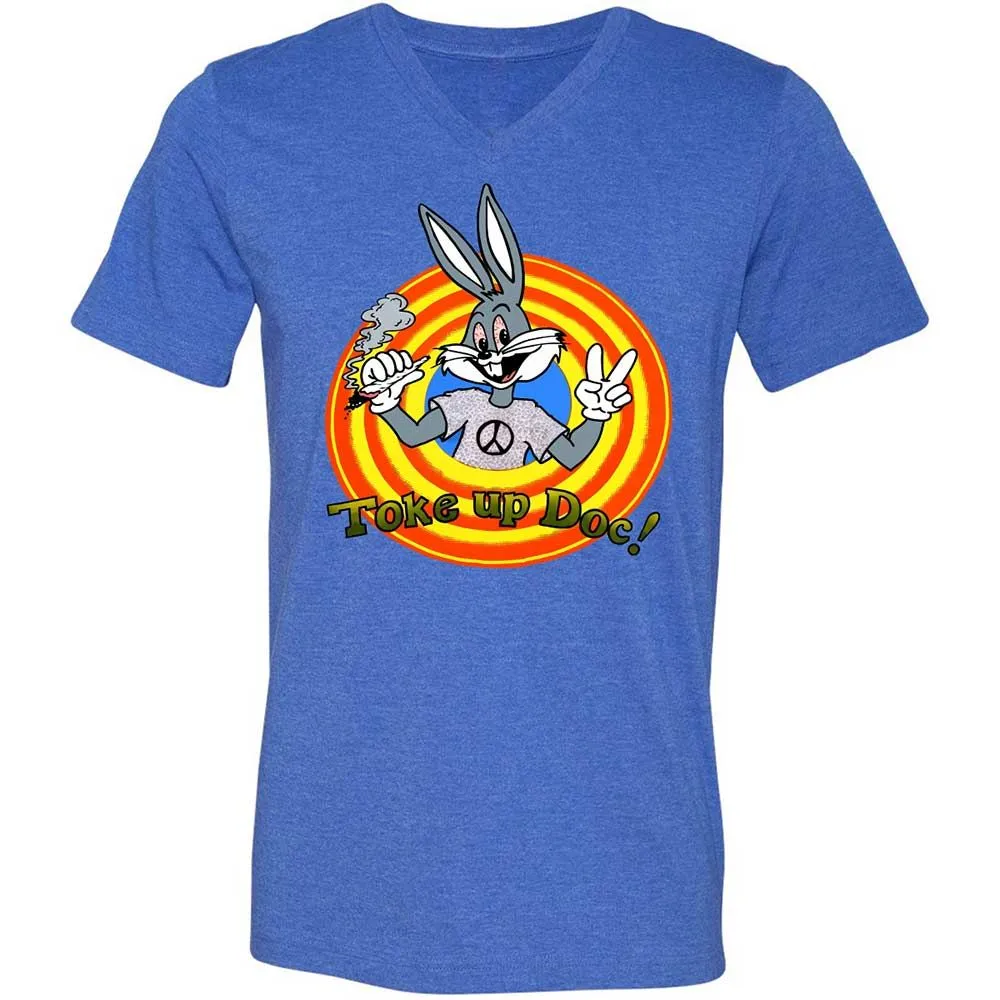 Unisex V-Neck T-Shirt - 3EPG2YFU - Heather True Royal - 4