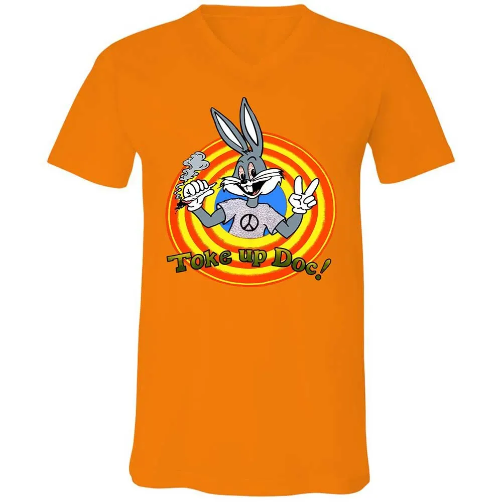 Unisex V-Neck T-Shirt - 3EPG2YFU - Orange - 7