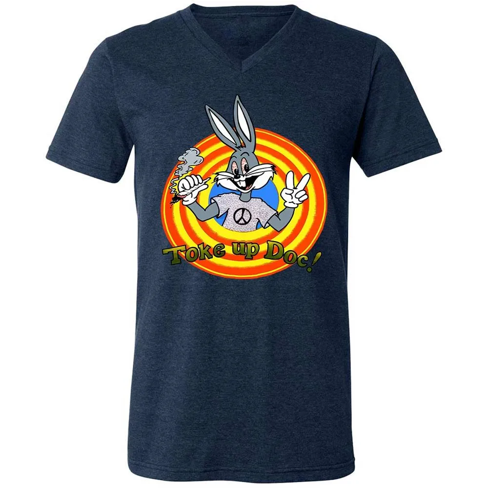 Unisex V-Neck T-Shirt - 3EPG2YFU - Heather Navy - 13