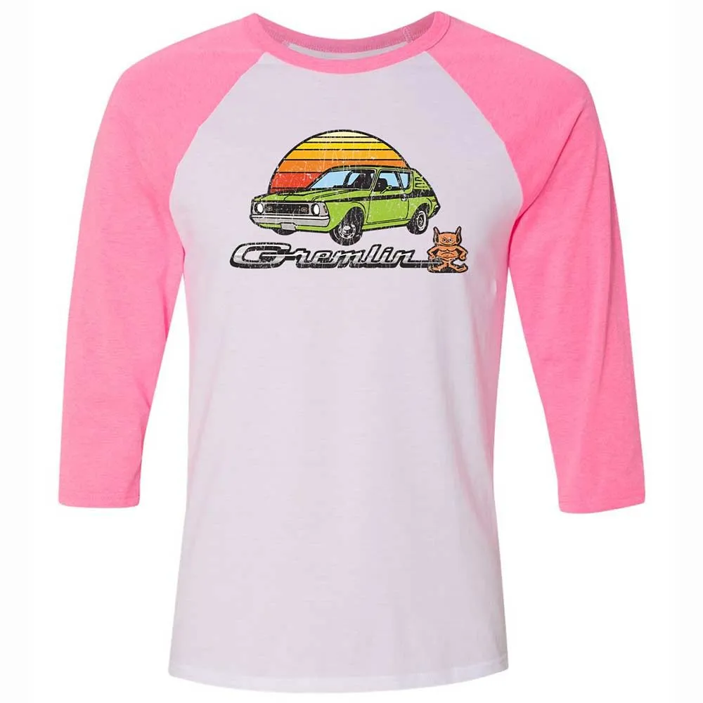 Unisex 3/4 Baseball Tee - BL3MRD7J - White/Neon Pink - 12