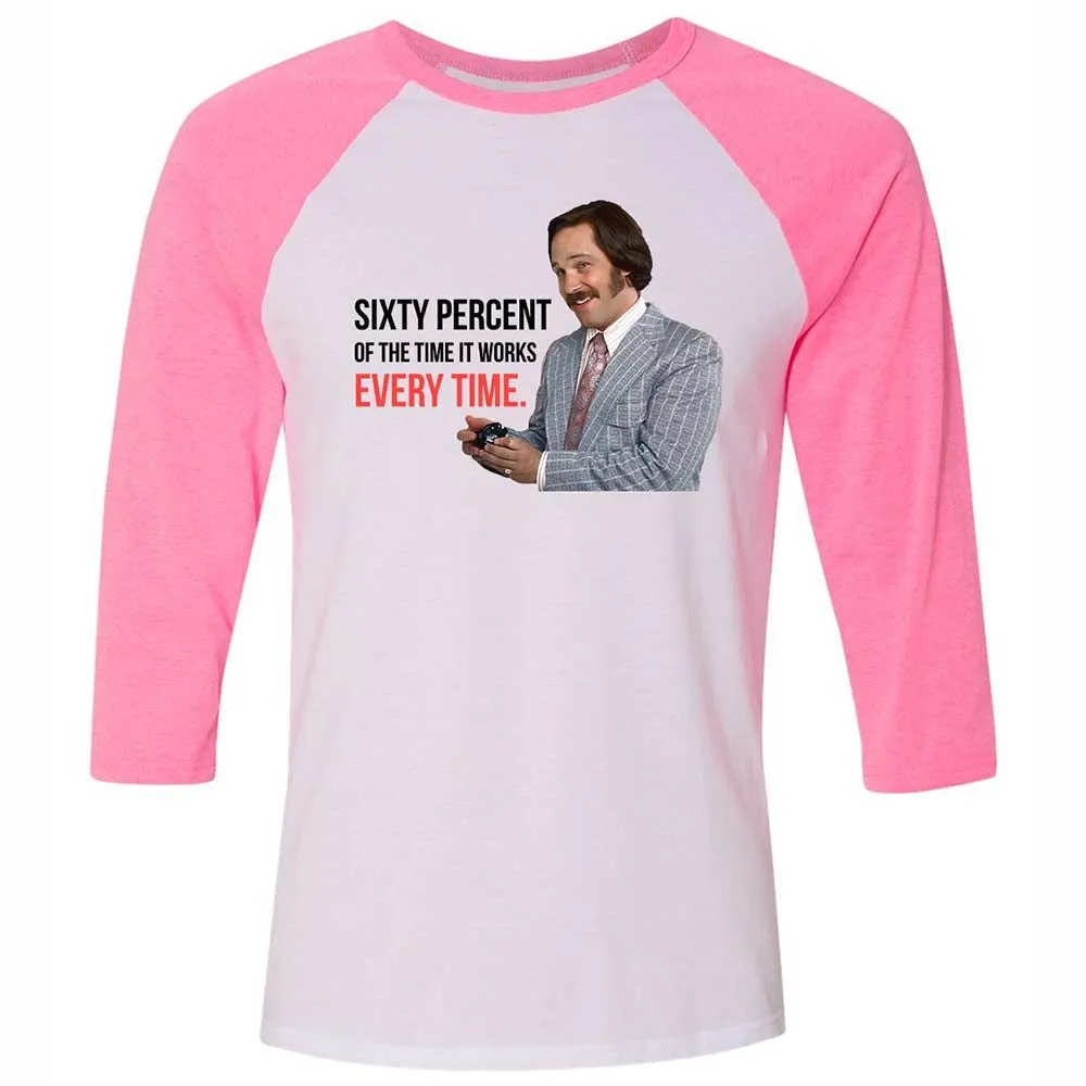 Unisex 3/4 Baseball Tee - HPRV3NFT - White/Neon Pink - 12