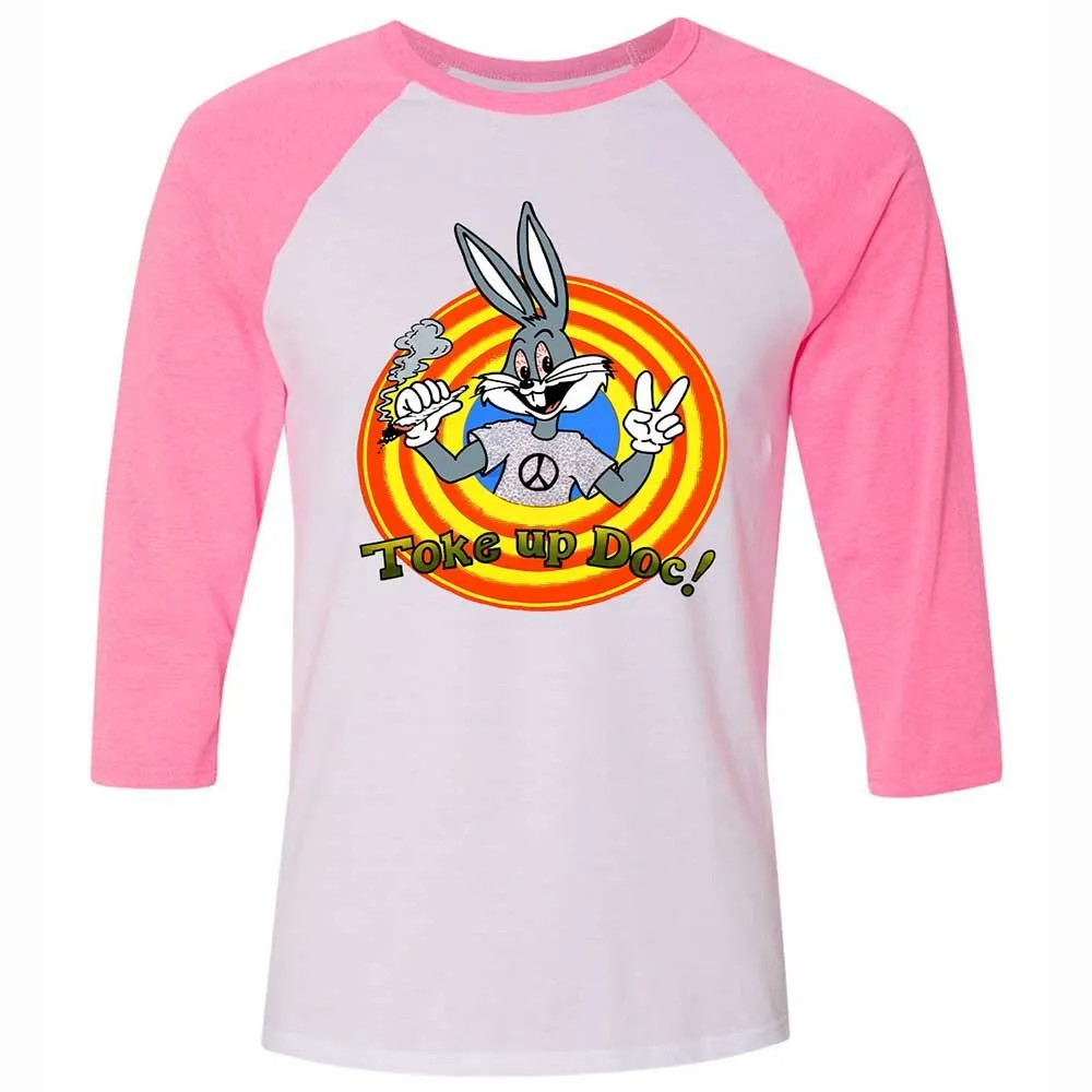 Unisex 3/4 Baseball Tee - 5B7PTPAM - White/Neon Pink - 12
