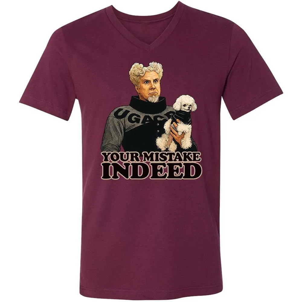 Unisex V-Neck T-Shirt - R2H6GNGE - Maroon - 14