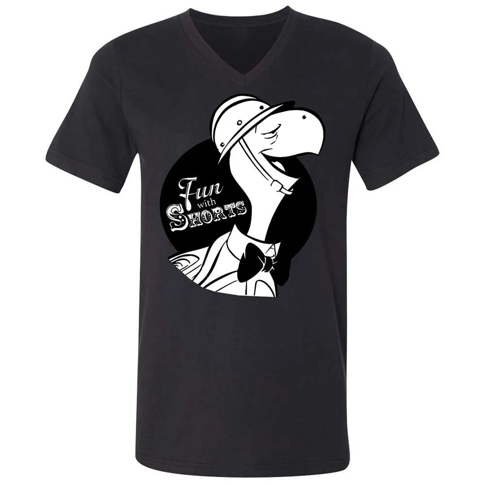 Unisex V-Neck T-Shirt - D68B4ZT9 - Black - 11