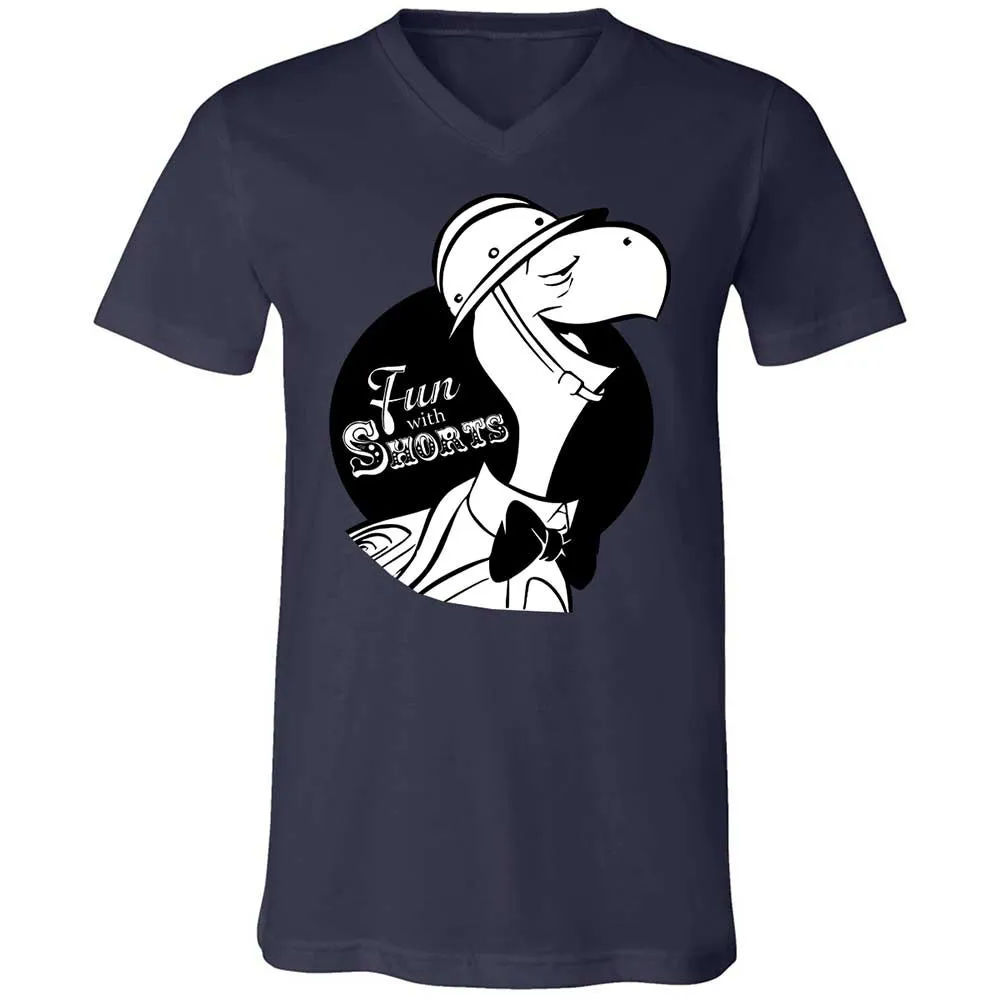 Unisex V-Neck T-Shirt - D68B4ZT9 - Navy - 12