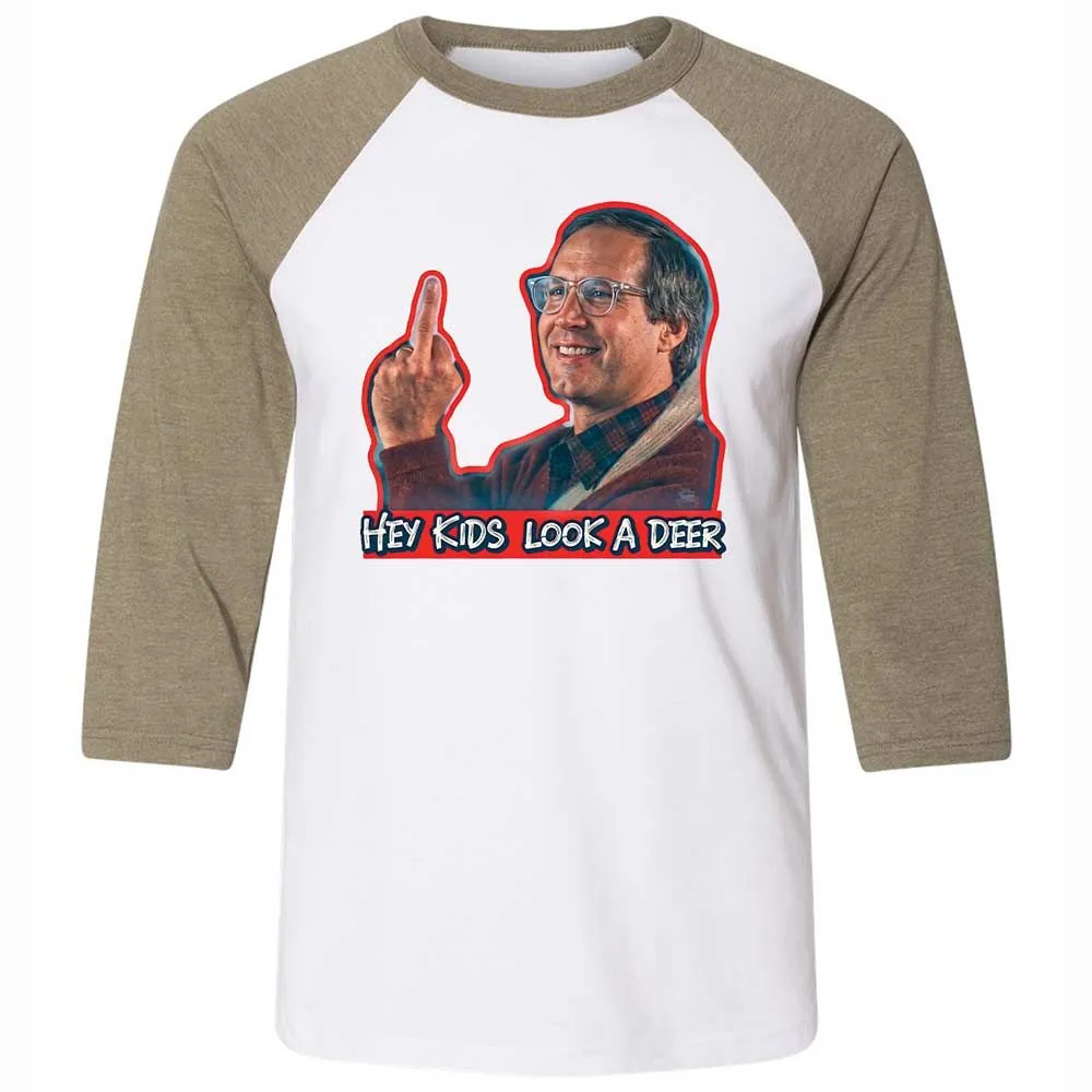 Hey Kids, Look a Deer - White/Heather Olive - 4