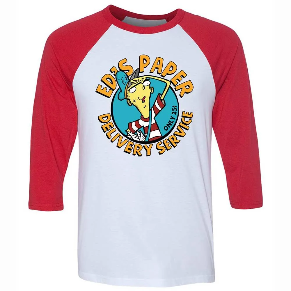 Unisex 3/4 Baseball Tee - EGMQ9XRN - White/Red - 9