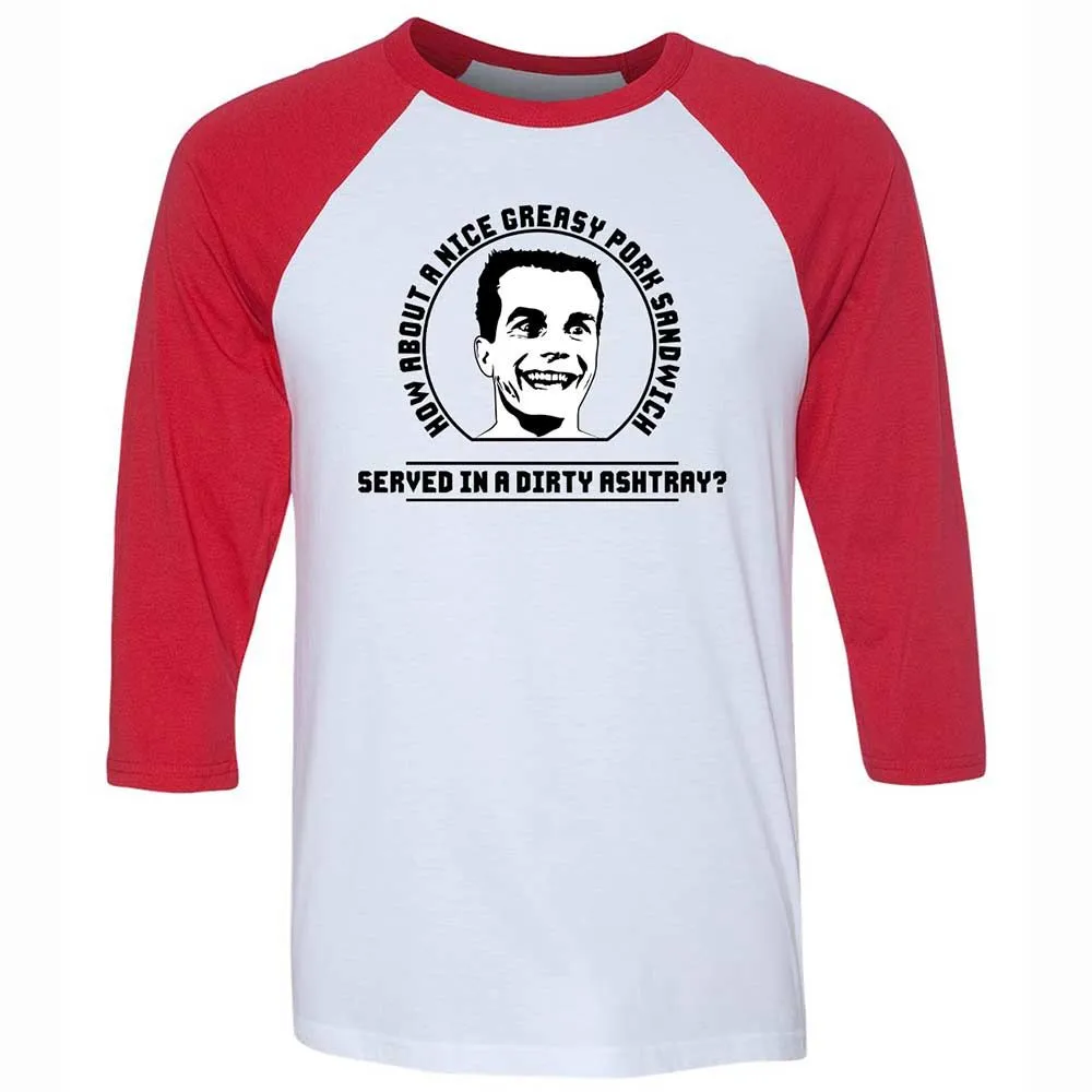 Unisex 3/4 Baseball Tee - 5X94EEDM - White/Red - 9