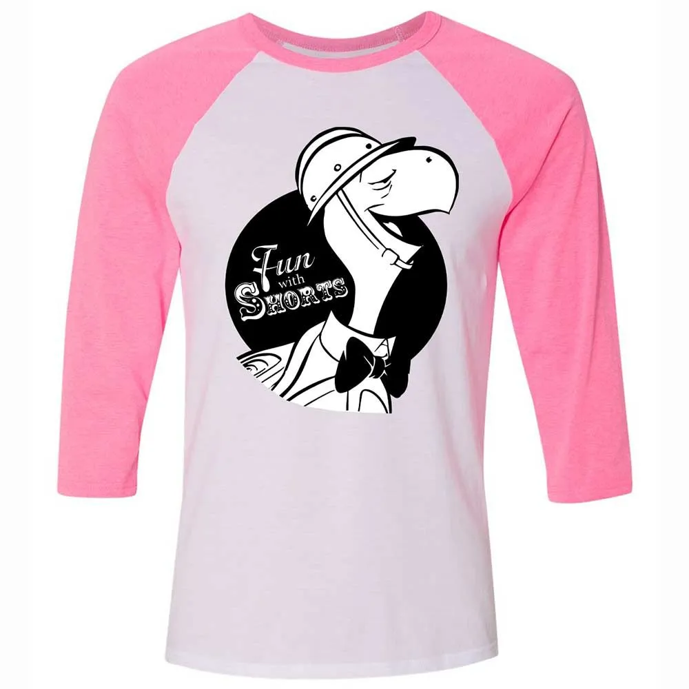 Unisex 3/4 Baseball Tee - EUAPHMNB - White/Neon Pink - 12