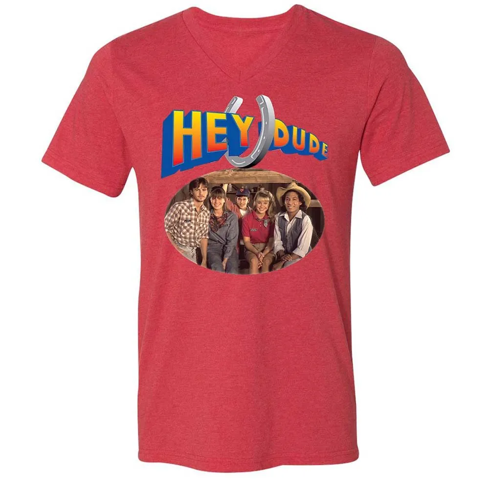 Unisex V-Neck T-Shirt - E2D4SL45 - Heather Red - 6