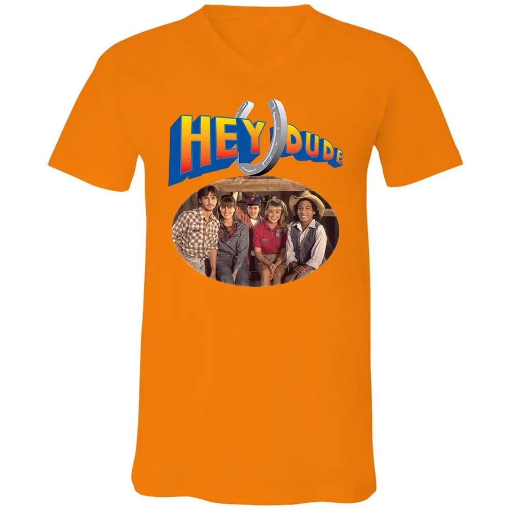 Unisex V-Neck T-Shirt - E2D4SL45 - Orange - 7