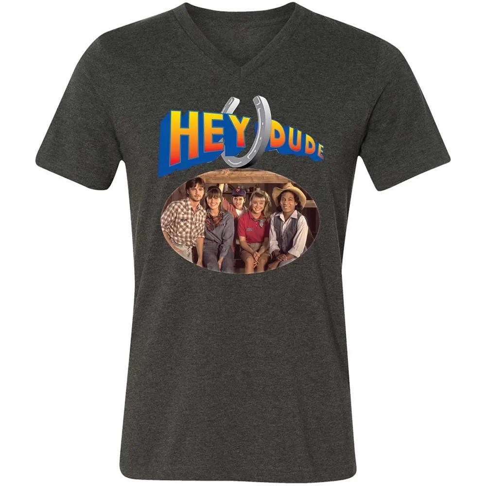 Unisex V-Neck T-Shirt - E2D4SL45 - Dark Grey Heather - 8