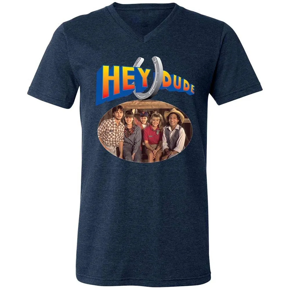 Unisex V-Neck T-Shirt - E2D4SL45 - Heather Navy - 13