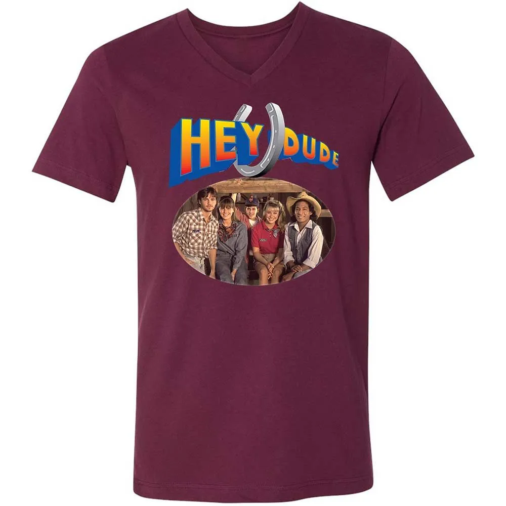 Unisex V-Neck T-Shirt - E2D4SL45 - Maroon - 14
