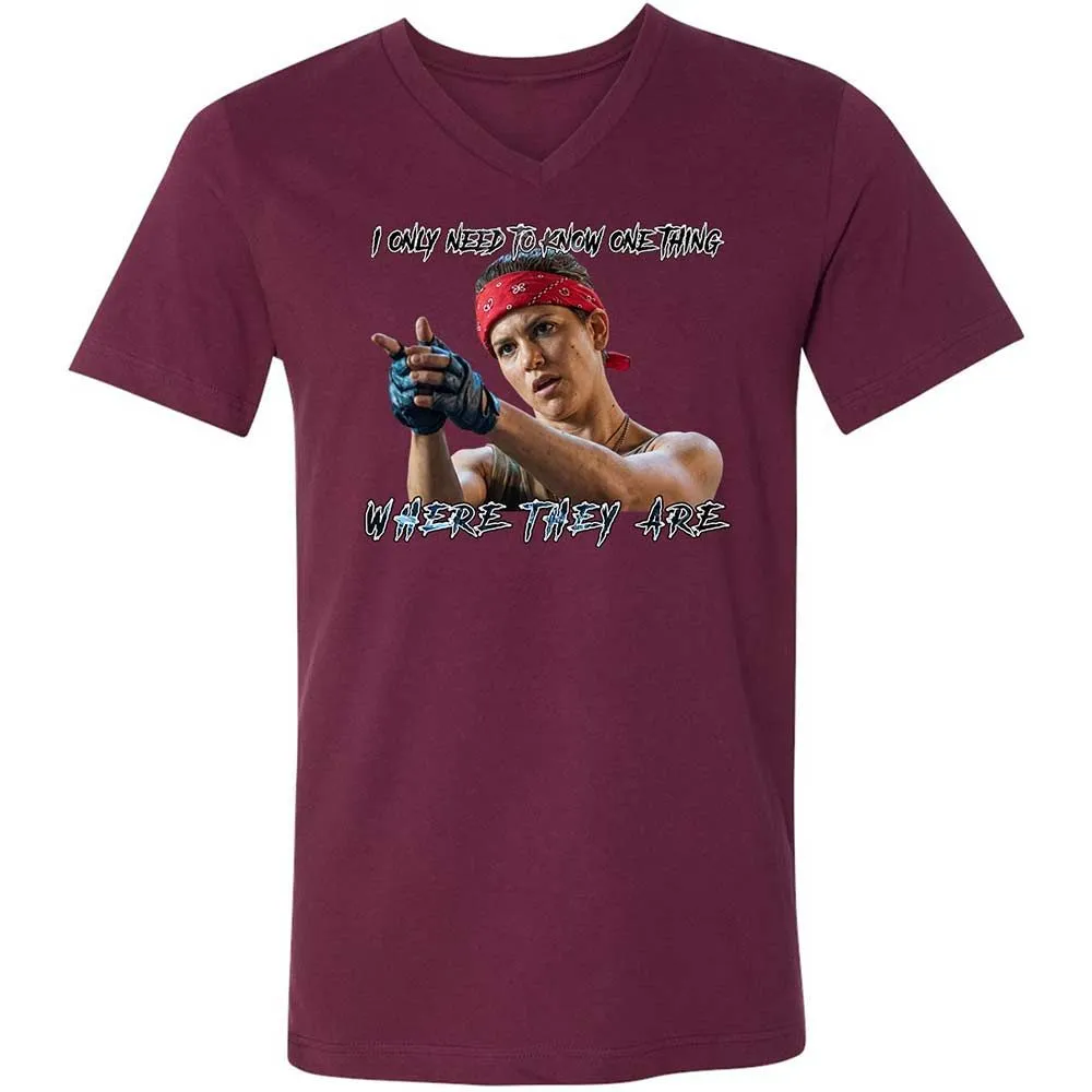 Unisex V-Neck T-Shirt - HF3YK7CA - Maroon - 14