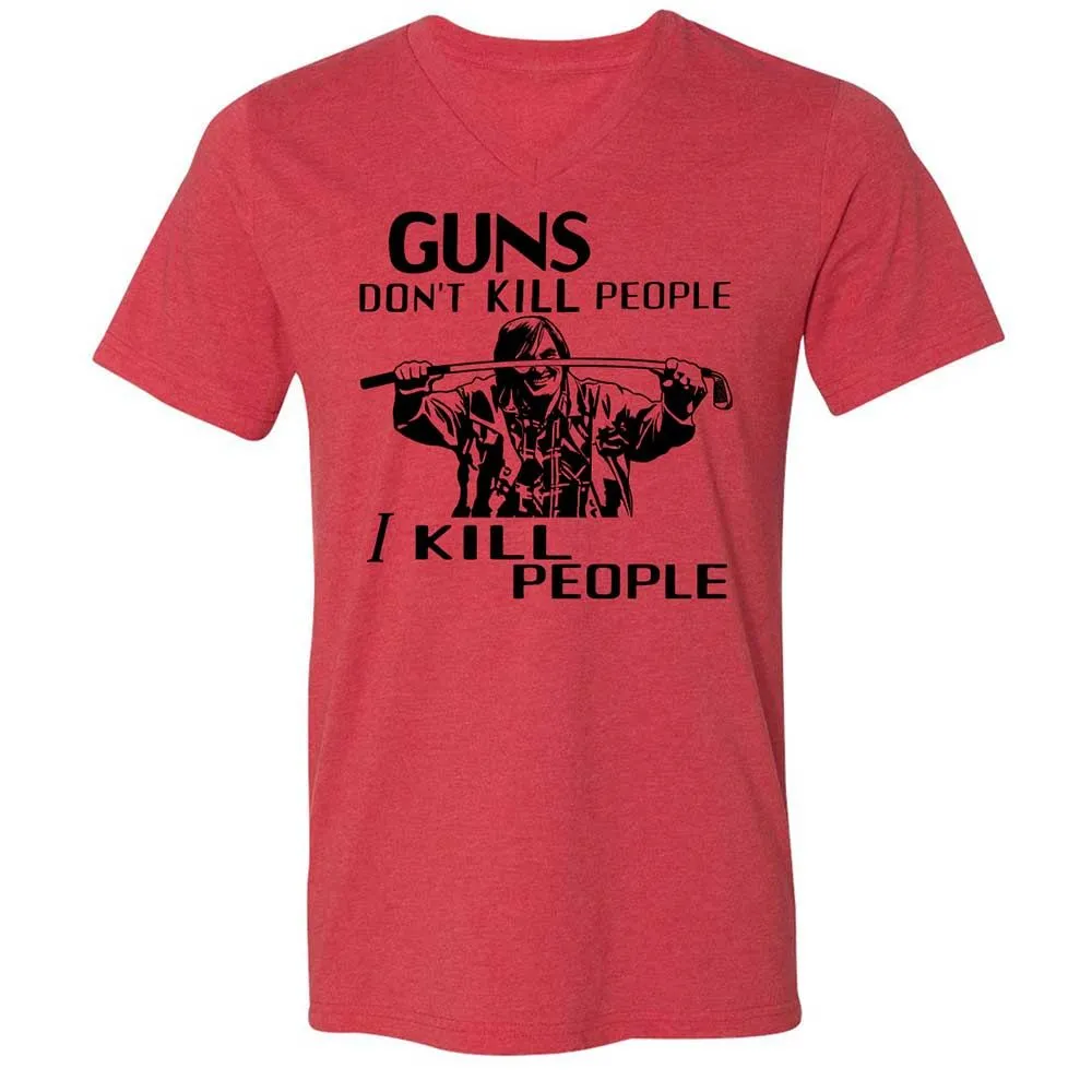 Unisex V-Neck T-Shirt - F37QJMZP - Heather Red - 6