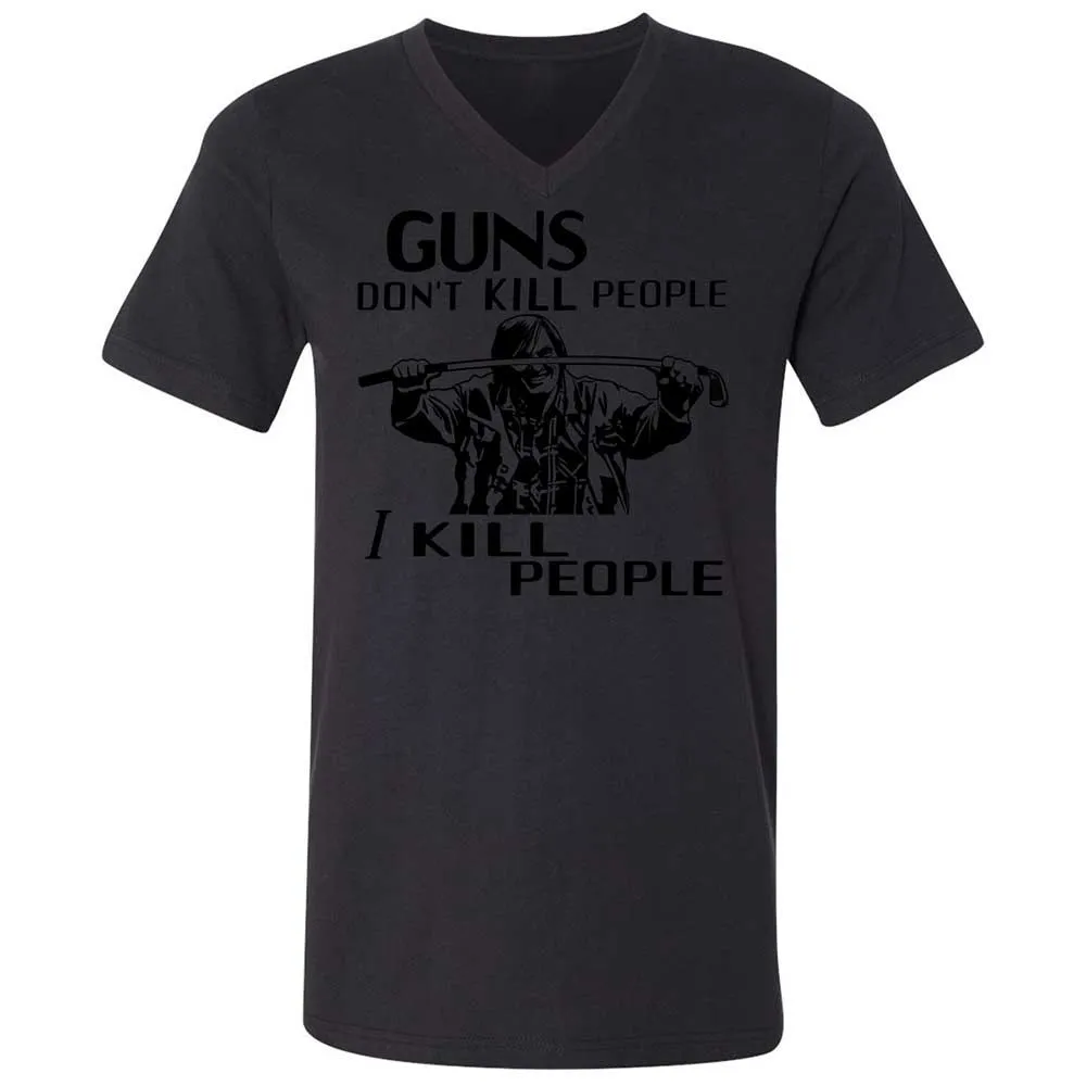 Unisex V-Neck T-Shirt - F37QJMZP - Black - 11