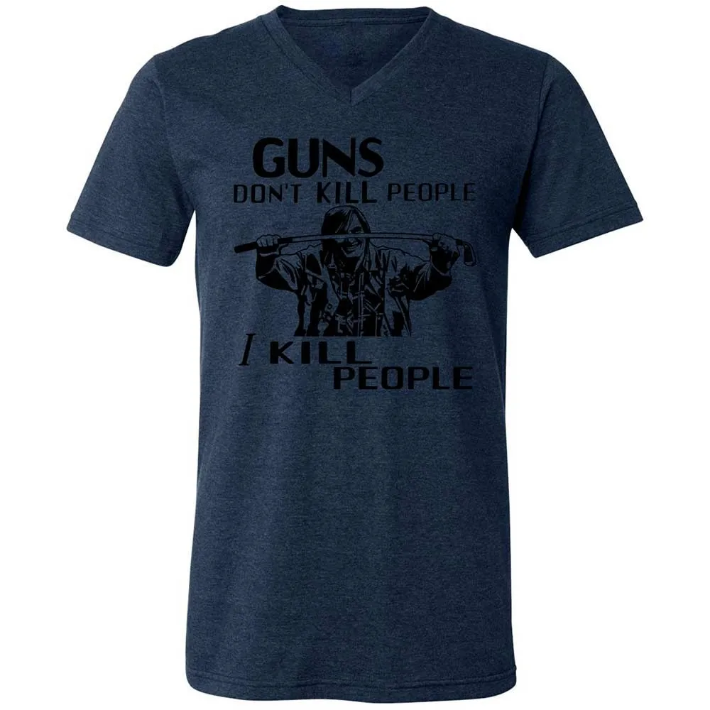 Unisex V-Neck T-Shirt - F37QJMZP - Heather Navy - 13