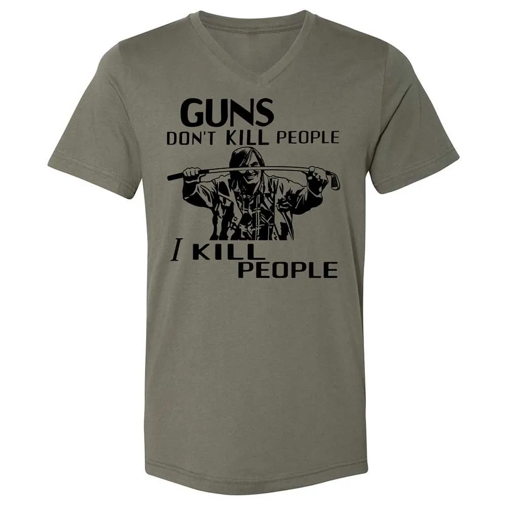 Unisex V-Neck T-Shirt - F37QJMZP - Military Green - 15