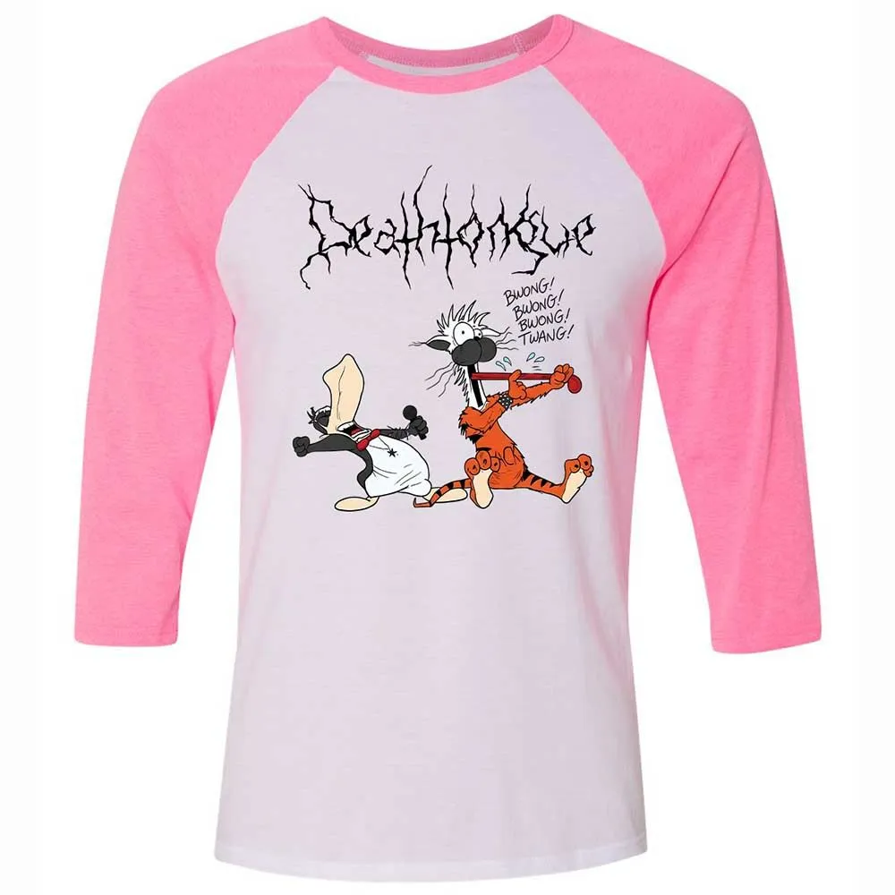 Unisex 3/4 Baseball Tee - 1TZZGJ3P - White/Neon Pink - 12