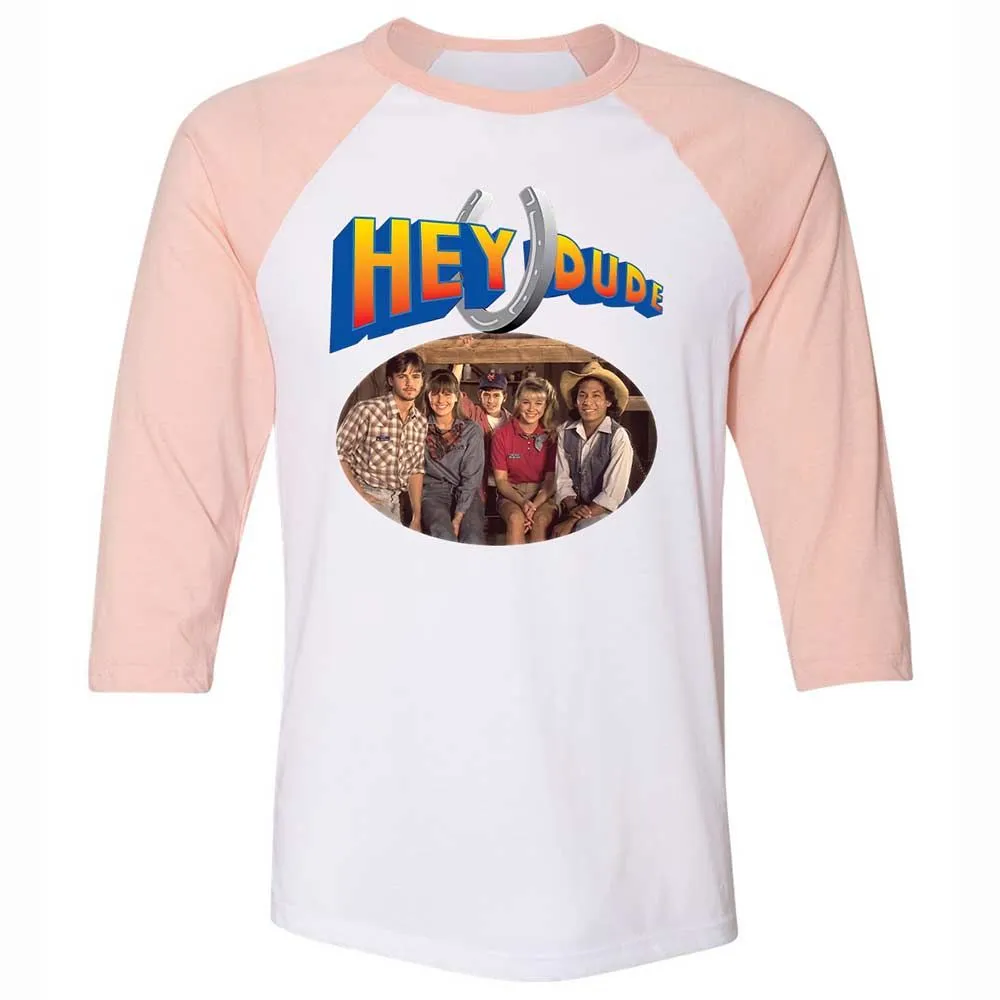 Unisex 3/4 Baseball Tee - AQ8P6JG7 - White/Heather Peach - 5