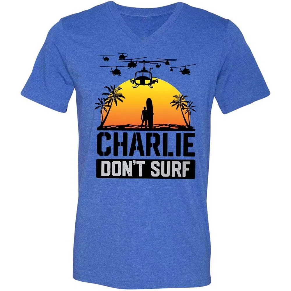 Unisex V-Neck T-Shirt - D6PE4LBV - Heather True Royal - 4