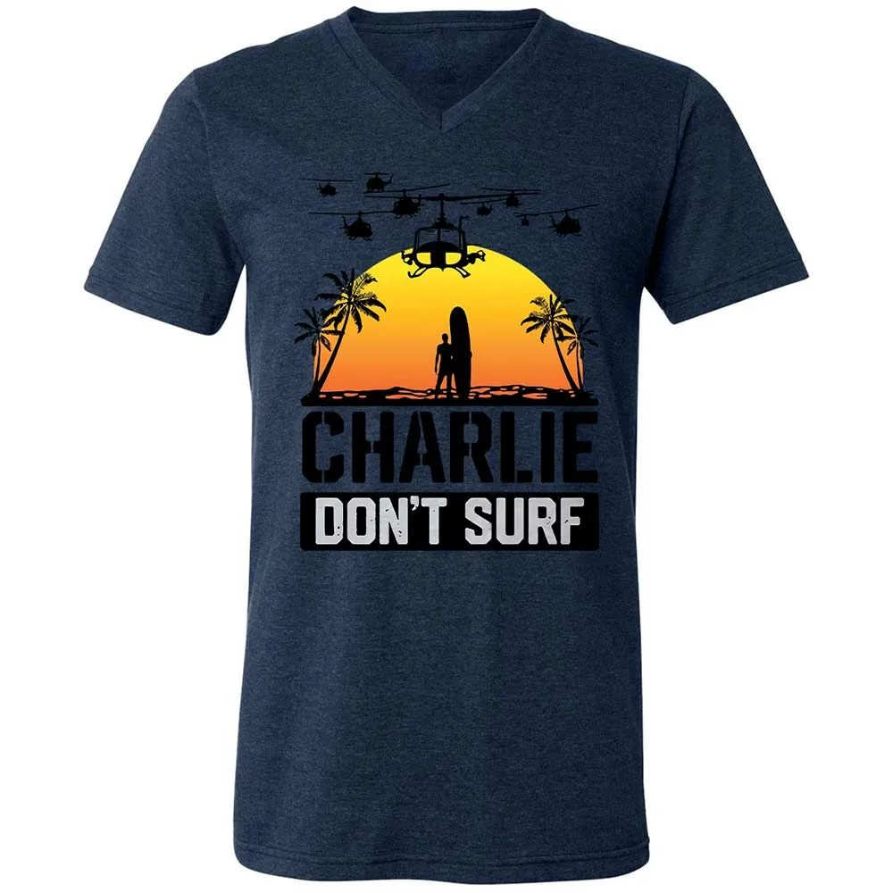 Unisex V-Neck T-Shirt - D6PE4LBV - Heather Navy - 13