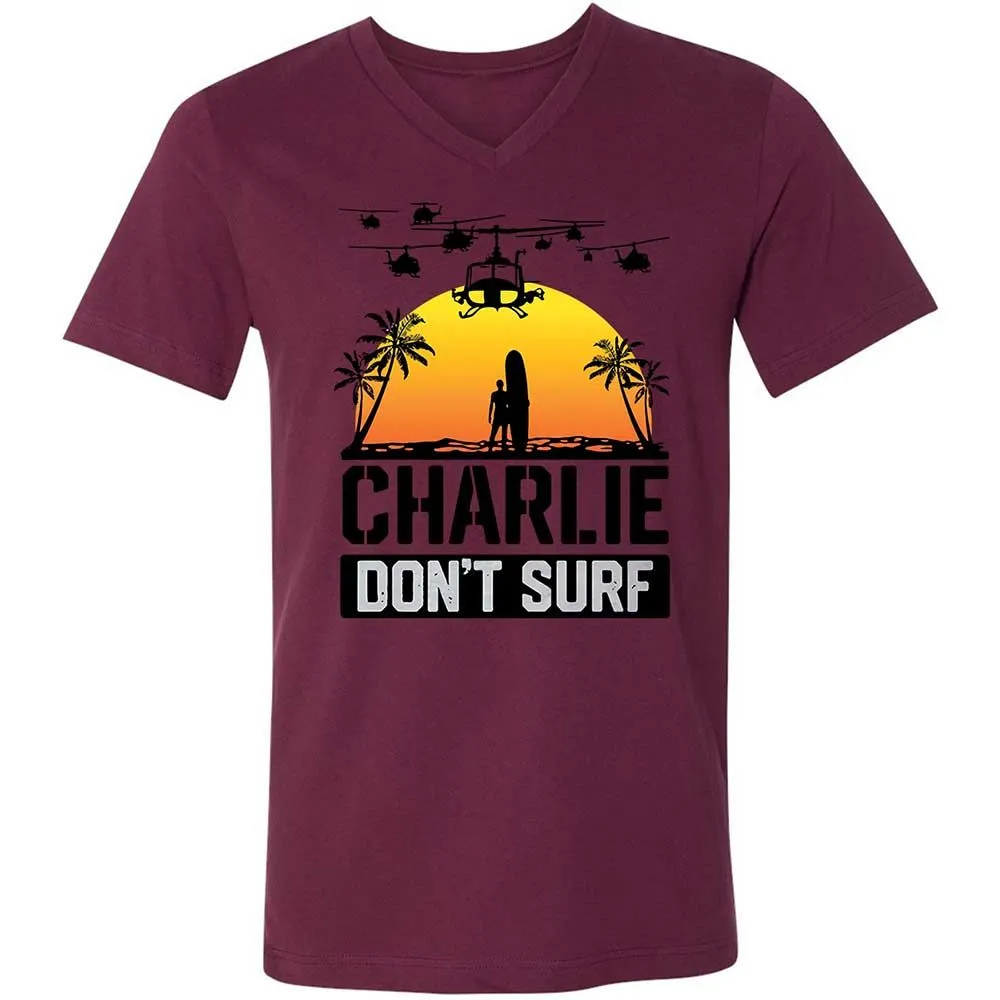 Unisex V-Neck T-Shirt - D6PE4LBV - Maroon - 14
