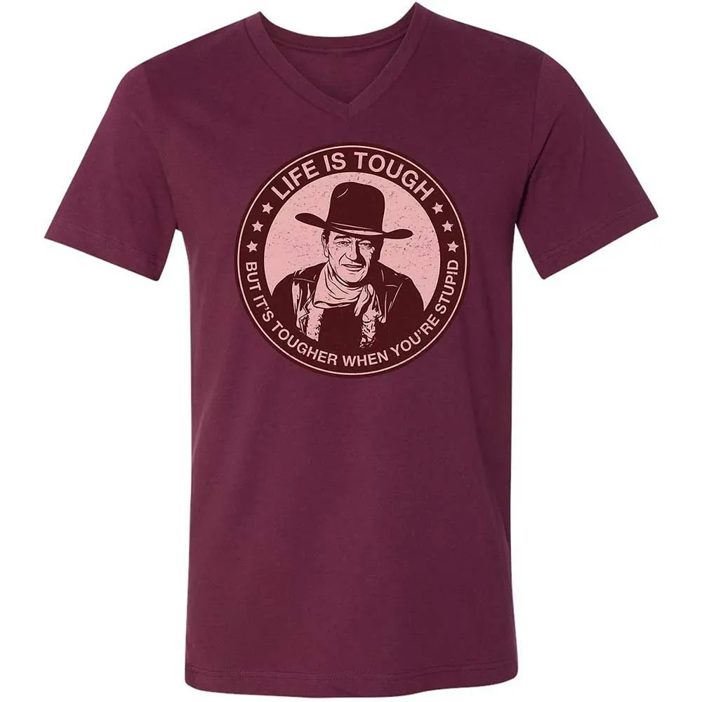 Unisex V-Neck T-Shirt - YRARH1BQ - Maroon - 14