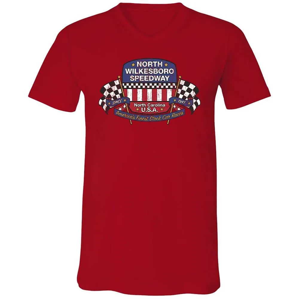 Unisex V-Neck T-Shirt - 8GCRQ53Y - Red - 5